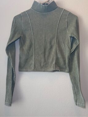 Hunter & Brown Sage Ribbed Mock Neck Crop Top - Long Sleeve Coastal Chic Knit